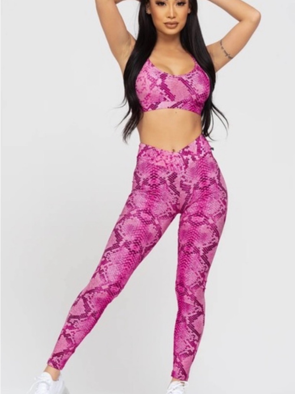 High-Waist Pink Snake Print Leggings